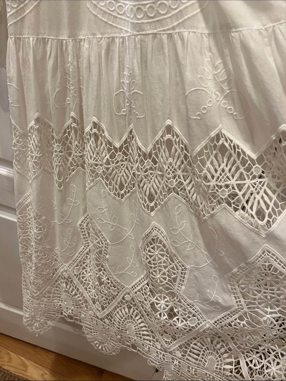 Anna Sui White Embroidered Bohemian Maxi Dress - Picture 3 of 5